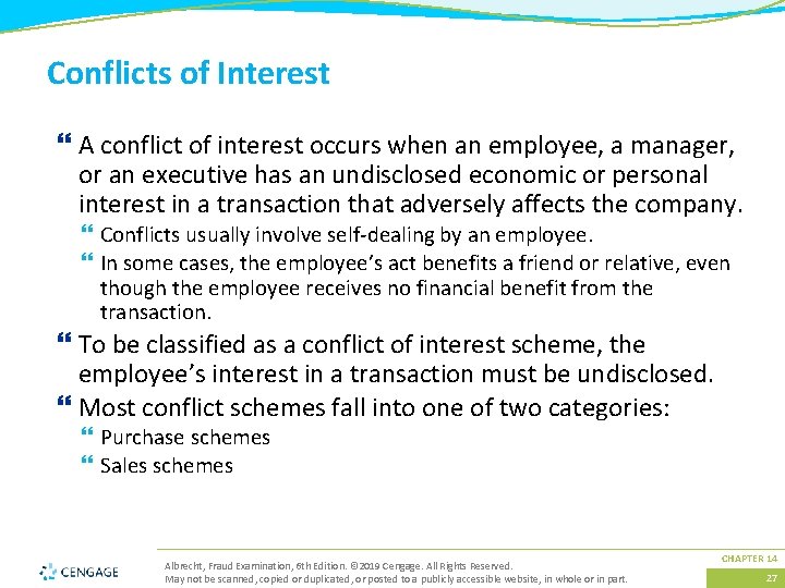 Conflicts of Interest } A conflict of interest occurs when an employee, a manager,
