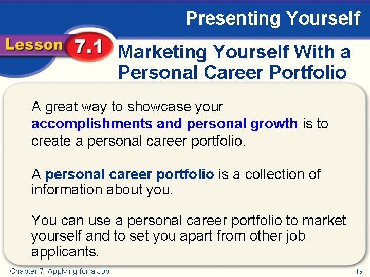 Presenting Yourself Marketing Yourself With a Personal Career Portfolio A great way to showcase