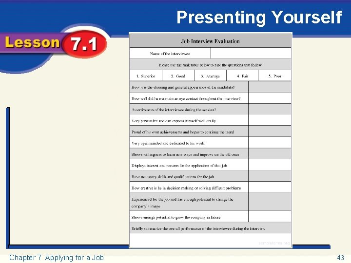 Presenting Yourself Try This Activity Chapter 7 Applying for a Job 43 