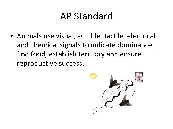 AP Standard • Animals use visual, audible, tactile, electrical and chemical signals to indicate