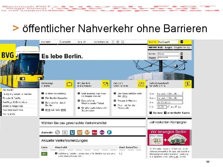 > öffentlicher Nahverkehr ohne Barrieren 35 