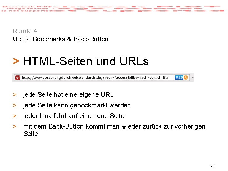 Runde 4 URLs: Bookmarks & Back-Button > HTML-Seiten und URLs > jede Seite hat