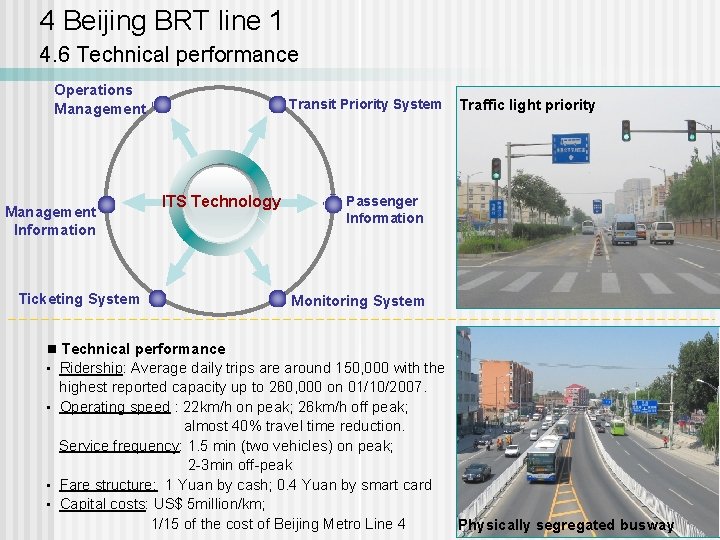 4 Beijing BRT line 1 4. 6 Technical performance Operations Management Information Transit Priority