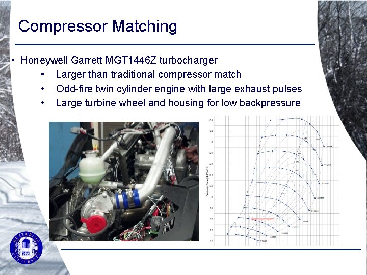 Compressor Matching • Honeywell Garrett MGT 1446 Z turbocharger • Larger than traditional compressor