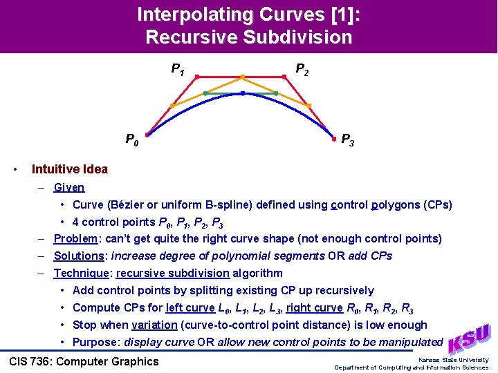 Interpolating Curves [1]: Recursive Subdivision P 1 P 0 • P 2 P 3