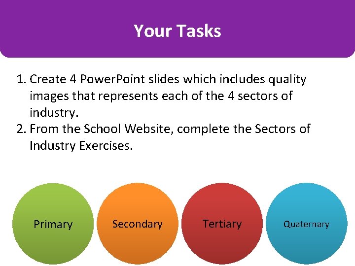 Your Tasks 1. Create 4 Power. Point slides which includes quality images that represents