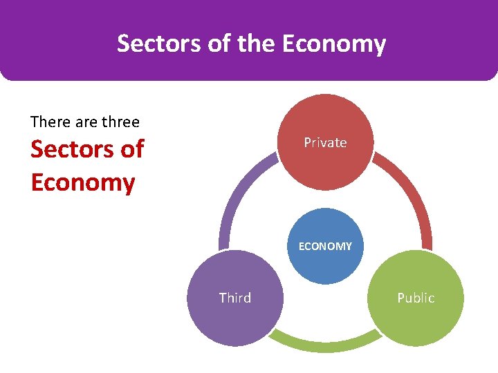 Sectors of the Economy There are three Sectors of Economy Private ECONOMY Third Public