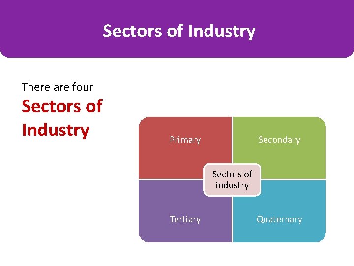 Sectors of Industry There are four Sectors of Industry Primary Secondary Sectors of industry