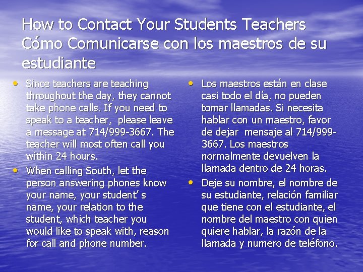 How to Contact Your Students Teachers Cómo Comunicarse con los maestros de su estudiante