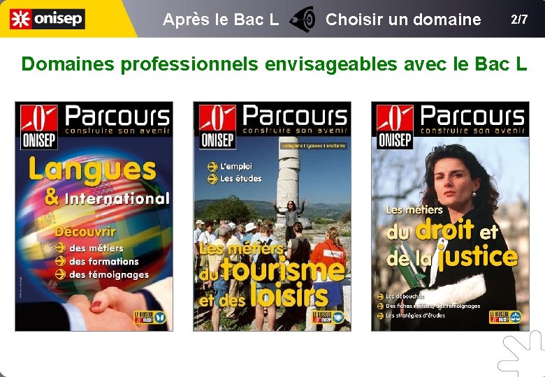 Après le Bac L Choisir un domaine 2/7 Domaines professionnels envisageables avec le Bac