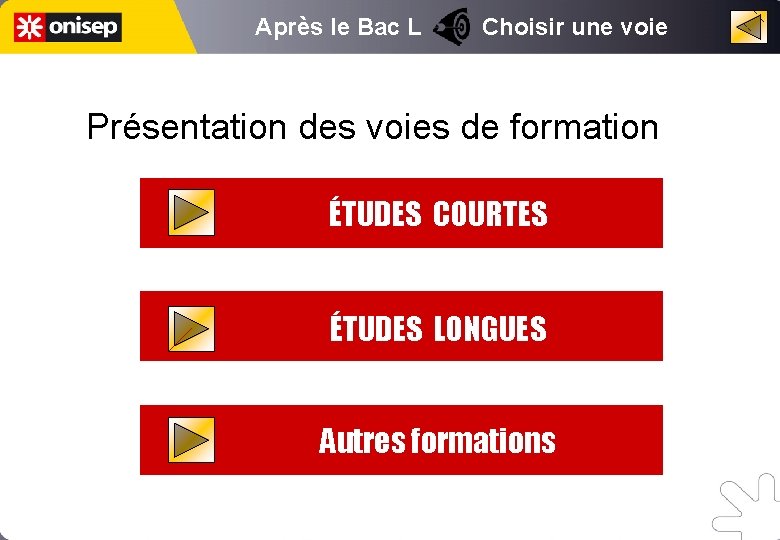 Après le Bac L Choisir une voie Présentation des voies de formation ÉTUDES COURTES