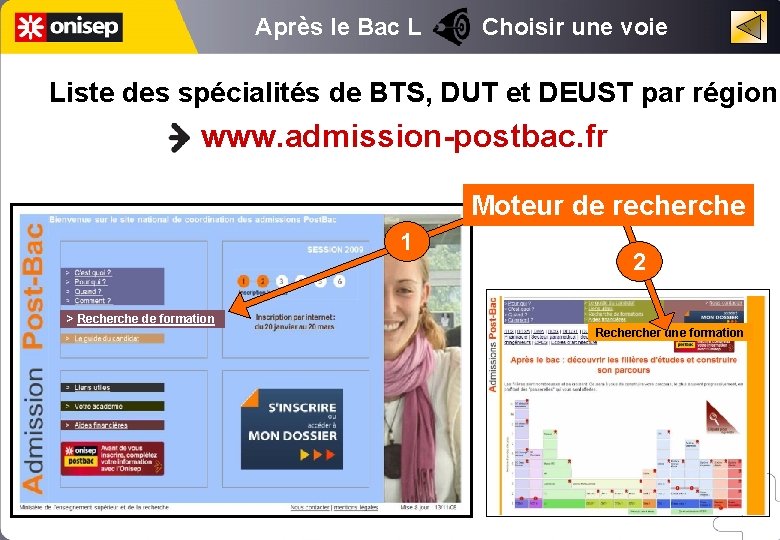 Après le Bac L Choisir une voie Liste des spécialités de BTS, DUT et