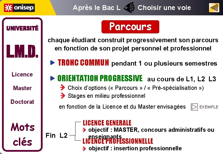 Après le Bac L Choisir une voie Parcours chaque étudiant construit progressivement son parcours