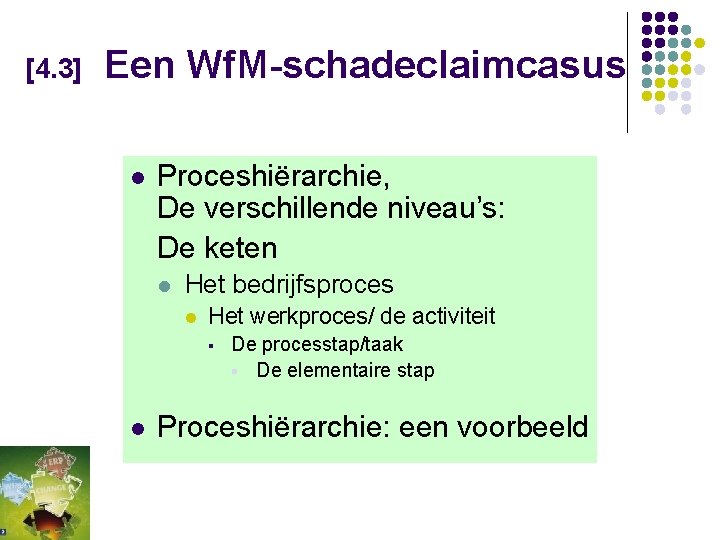 [4. 3] Een Wf. M-schadeclaimcasus l Proceshiërarchie, De verschillende niveau’s: De keten l Het
