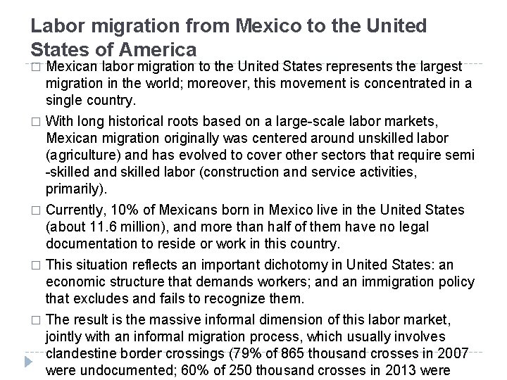Labor migration from Mexico to the United States of America Mexican labor migration to