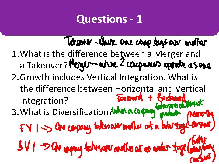 Questions - 1 1. What is the difference between a Merger and a Takeover?