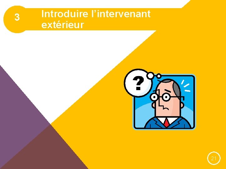 3 Introduire l’intervenant extérieur 21 