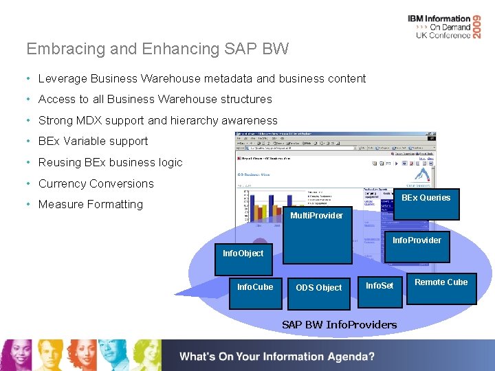 Embracing and Enhancing SAP BW • Leverage Business Warehouse metadata and business content •