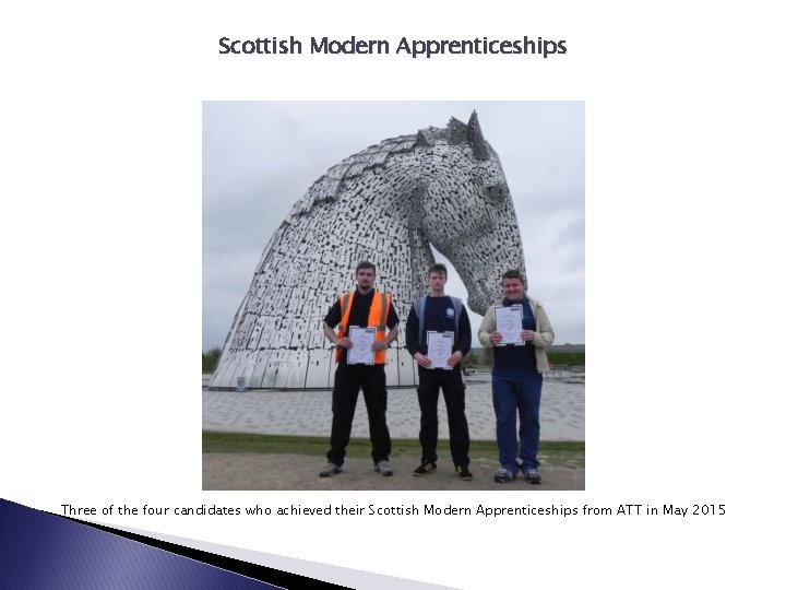 Scottish Modern Apprenticeships Three of the four candidates who achieved their Scottish Modern Apprenticeships