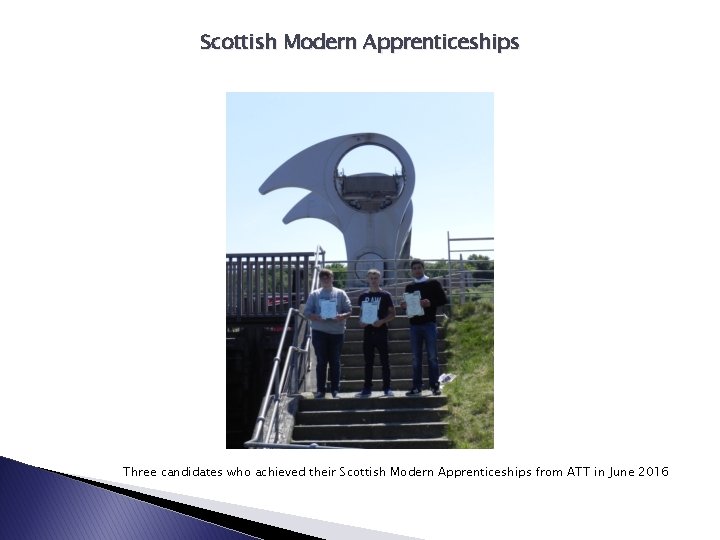 Scottish Modern Apprenticeships Three candidates who achieved their Scottish Modern Apprenticeships from ATT in