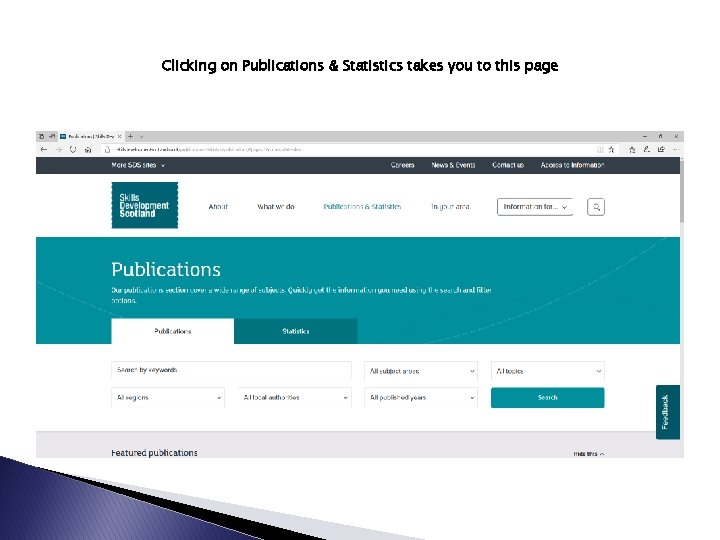 Clicking on Publications & Statistics takes you to this page 