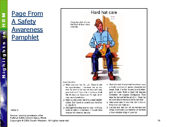 Page From A Safety Awareness Pamphlet HRM 3 Source: Used by permission of the