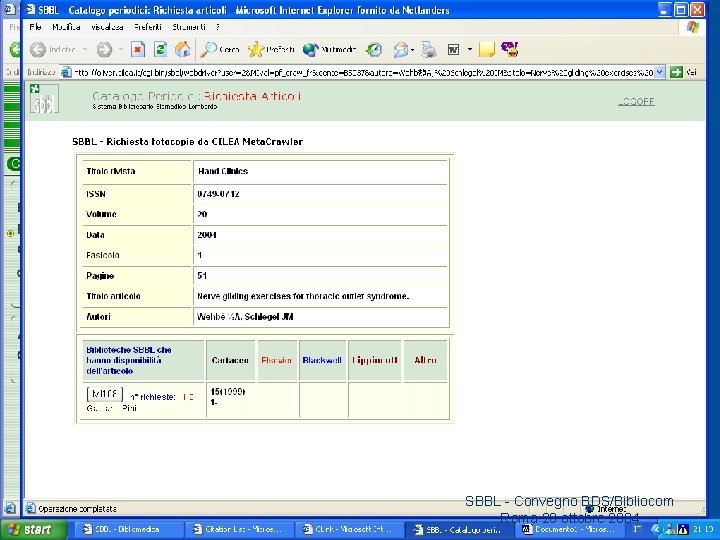 SBBL - Convegno BDS/Bibliocom Roma 28 ottobre 2004 