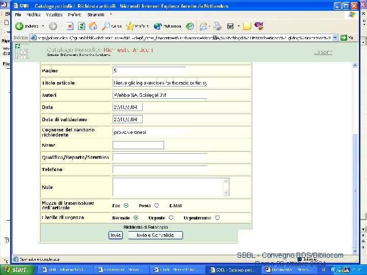 SBBL - Convegno BDS/Bibliocom Roma 28 ottobre 2004 