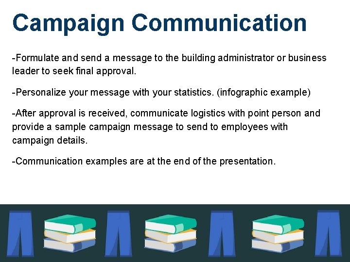 Campaign Communication -Formulate and send a message to the building administrator or business leader