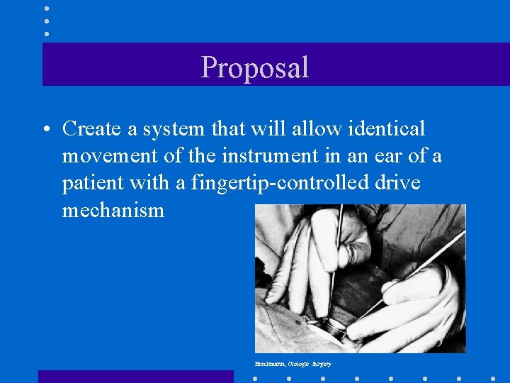 Proposal • Create a system that will allow identical movement of the instrument in