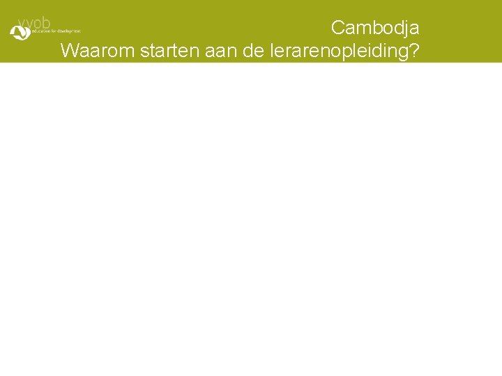 Cambodja Waarom starten aan de lerarenopleiding? 