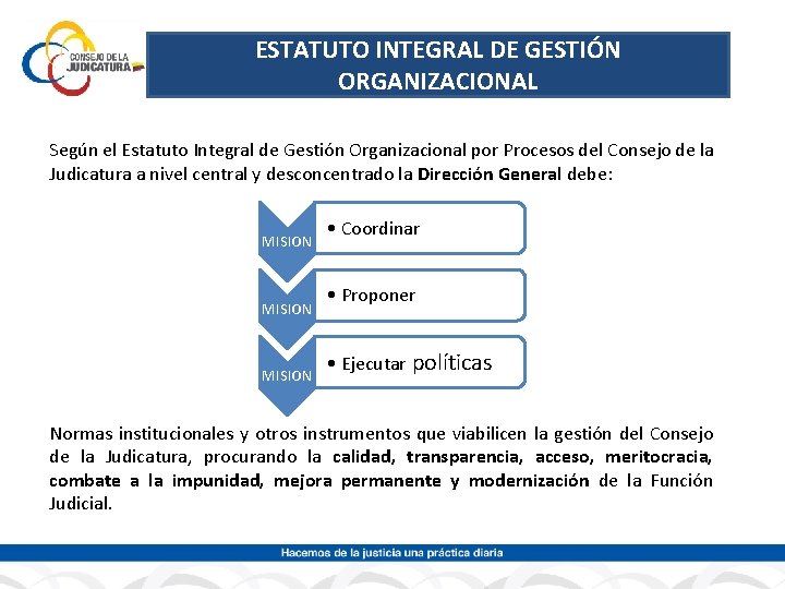 ESTATUTO INTEGRAL DE GESTIÓN ORGANIZACIONAL Según el Estatuto Integral de Gestión Organizacional por Procesos