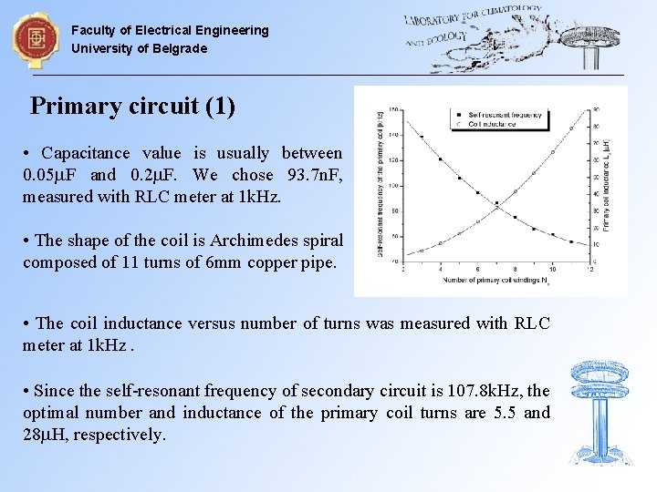 Faculty of Electrical Engineering University of Belgrade Primary circuit (1) • Capacitance value is