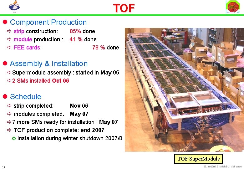 TOF l Component Production ð strip construction: ð module production : ð FEE cards:
