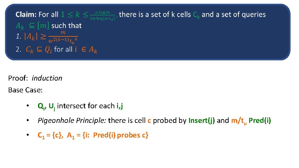  Proof: induction Base Case: • Qi, Uj intersect for each i, j •