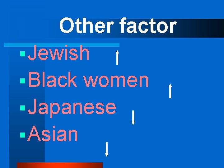 Other factor § Jewish § Black women § Japanese § Asian 