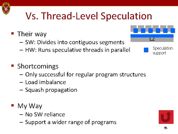 Vs. Thread-Level Speculation § Their way – SW: Divides into contiguous segments – HW: