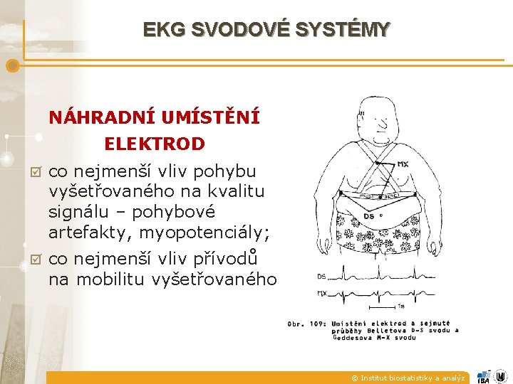 EKG SVODOVÉ SYSTÉMY NÁHRADNÍ UMÍSTĚNÍ ELEKTROD þ co nejmenší vliv pohybu vyšetřovaného na kvalitu