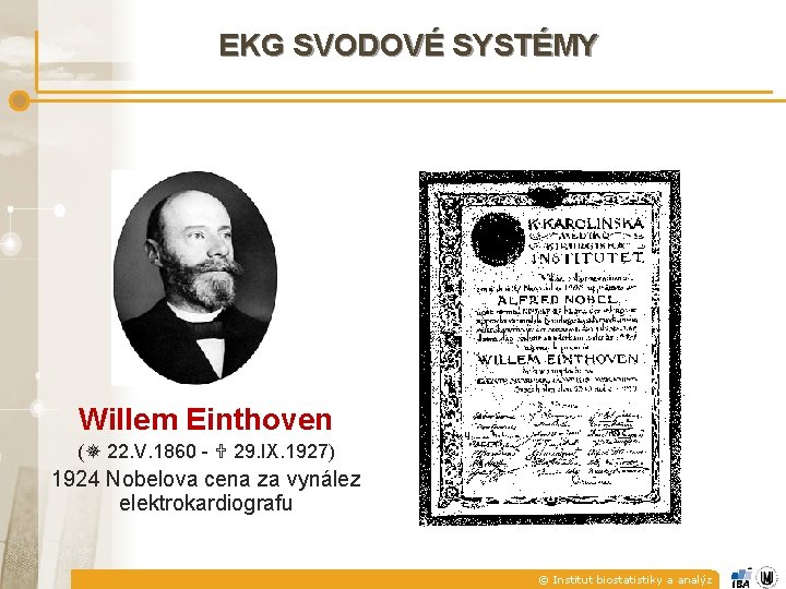 EKG SVODOVÉ SYSTÉMY Willem Einthoven ( 22. V. 1860 - 29. IX. 1927) 1924