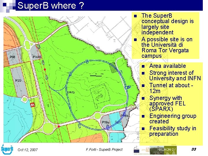 Super. B where ? n n The Super. B conceptual design is largely site