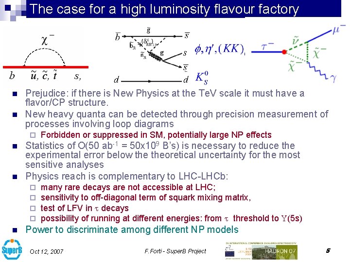 The case for a high luminosity flavour factory n n Prejudice: if there is