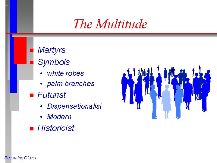 The Multitude n n Martyrs Symbols • white robes • palm branches n Futurist