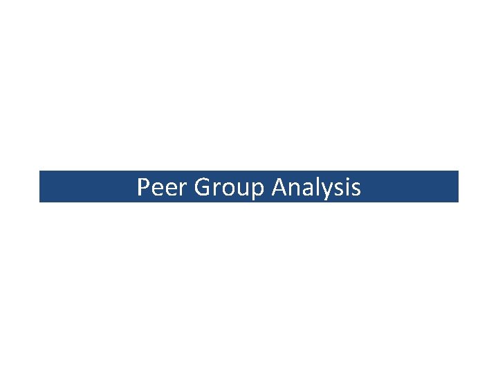 Peer Group Analysis Peer Group Analysis