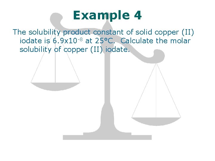 Example 4 The solubility product constant of solid copper (II) iodate is 6. 9