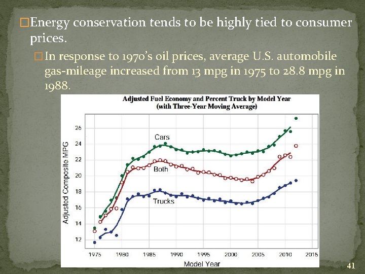 �Energy conservation tends to be highly tied to consumer prices. � In response to