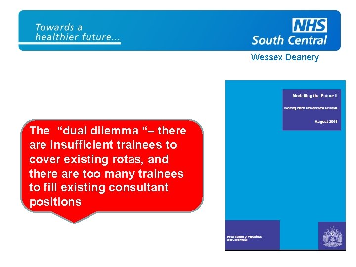 Wessex Deanery The “dual dilemma “– there are insufficient trainees to cover existing rotas,