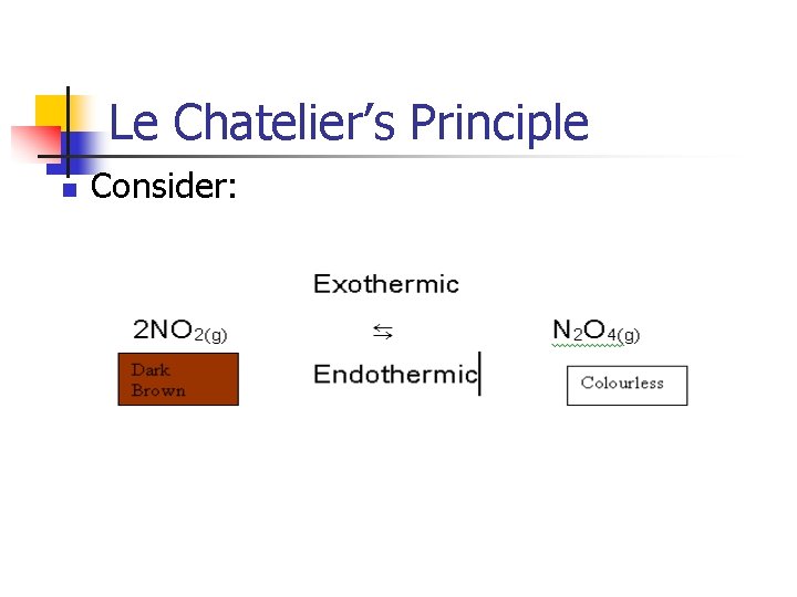 Le Chatelier’s Principle n Consider: 