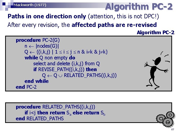 Mackworth (1977) Algorithm PC-2 Paths in one direction only (attention, this is not DPC!)
