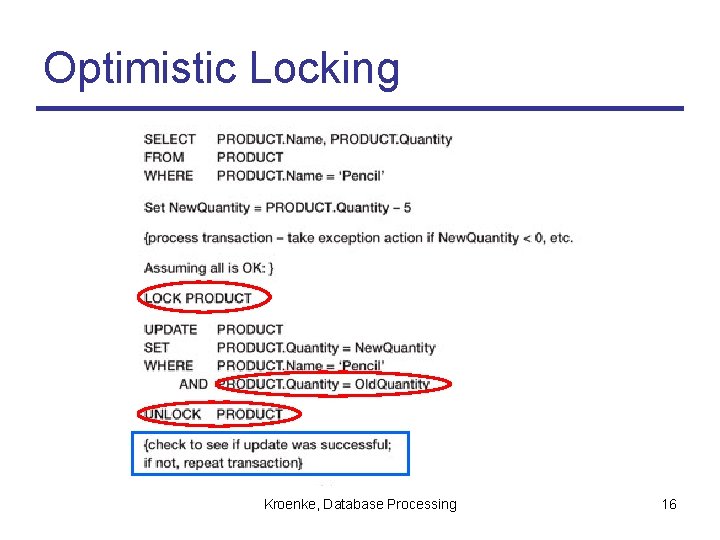 Optimistic Locking Kroenke, Database Processing 16 