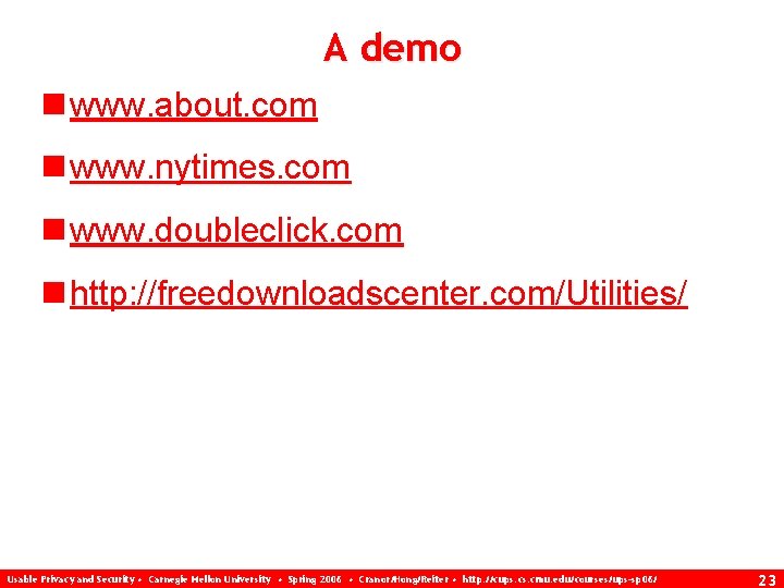 A demo n www. about. com n www. nytimes. com n www. doubleclick. com